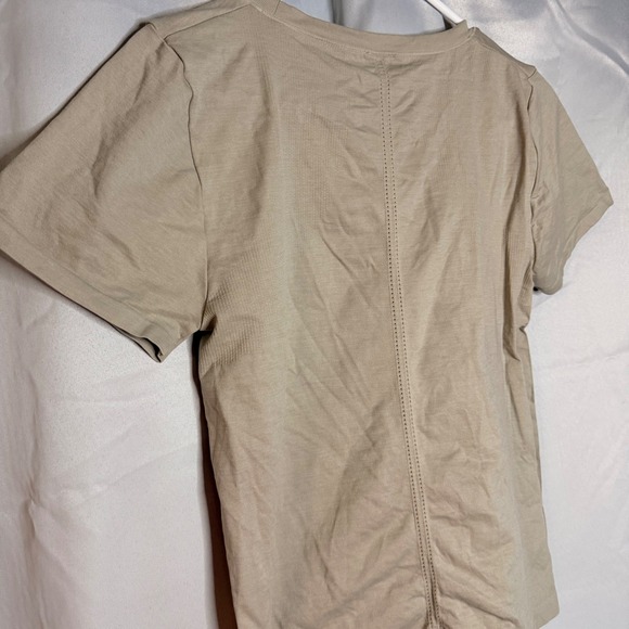 YOGALICIOUS Seamless Bridgett Short Sleeve T Shirt Tan Size L Athletic Top - Picture 5 of 6